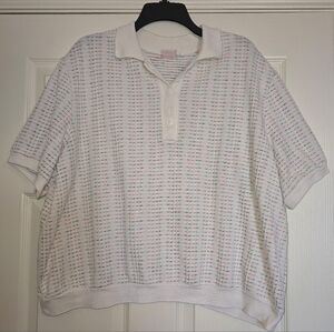 Vintage 80's Colored Fleck Textured Womens Polo Top, Large